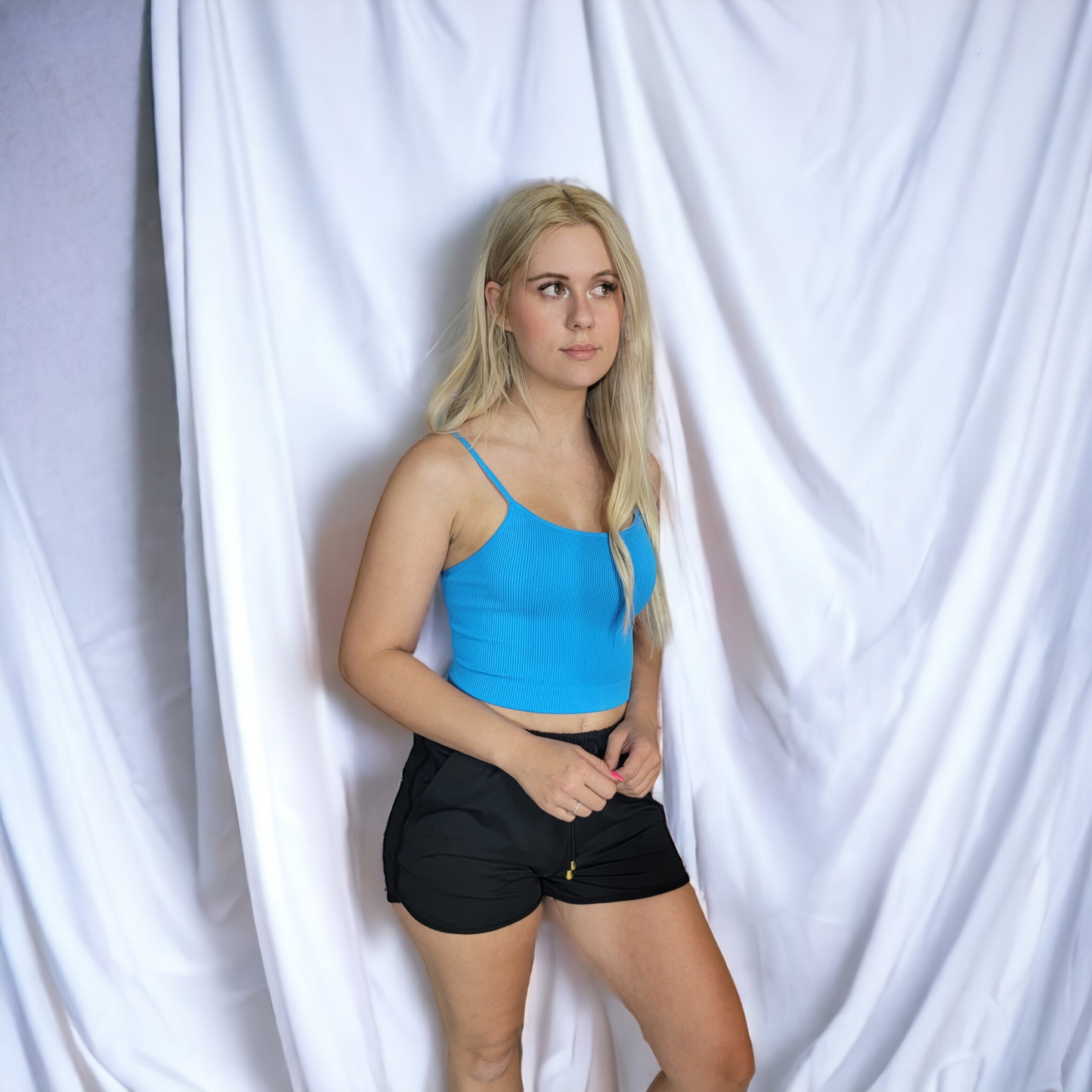 After Dark Black Drawstring Shorts