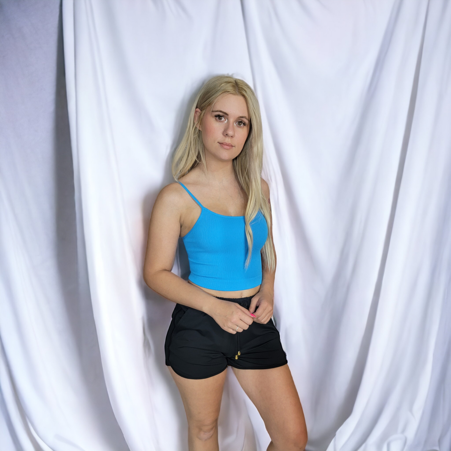 After Dark Black Drawstring Shorts