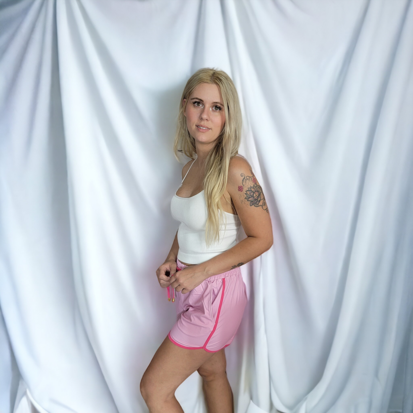 Think Pink Drawstring Shorts