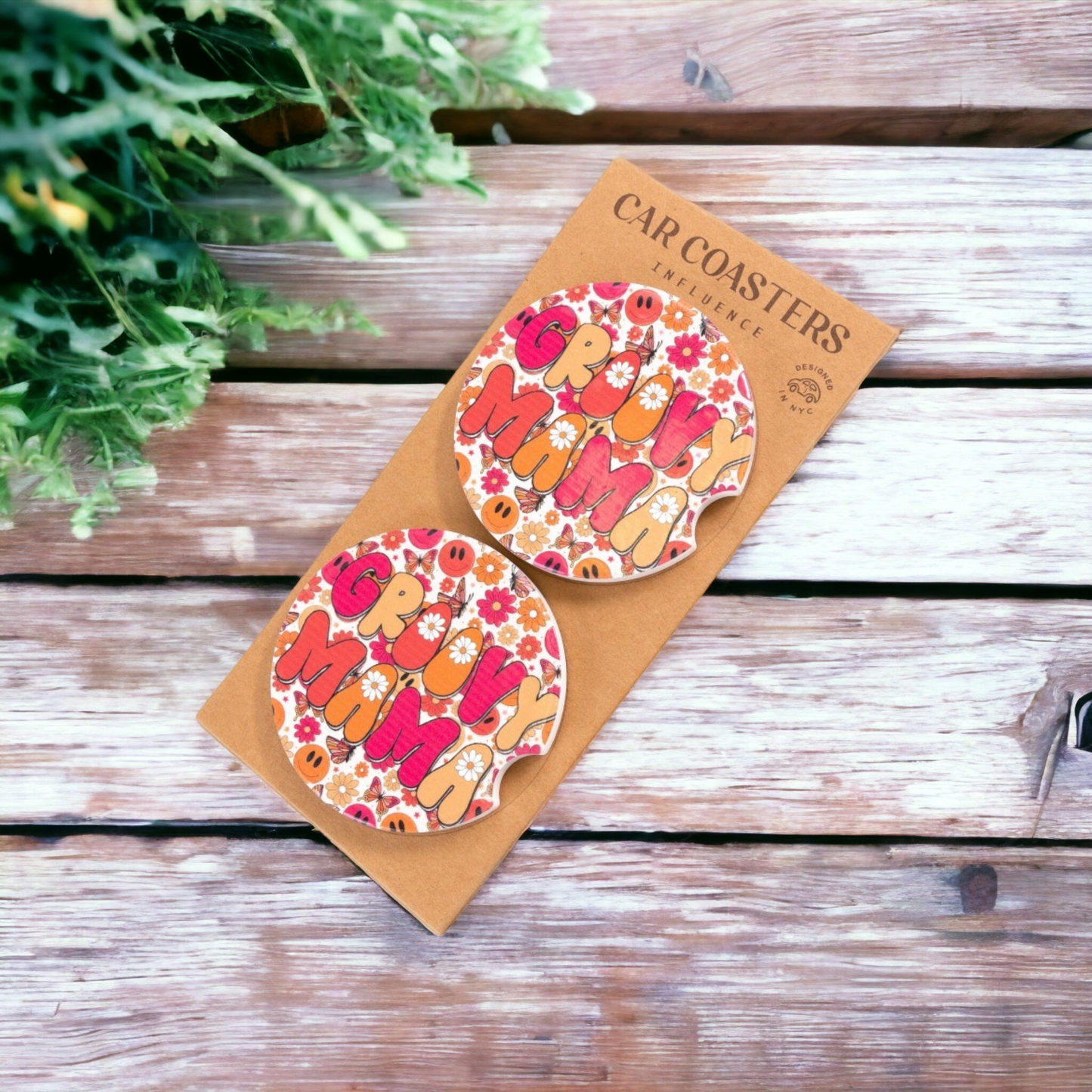 Retro "Groovy Mama" Car Coasters