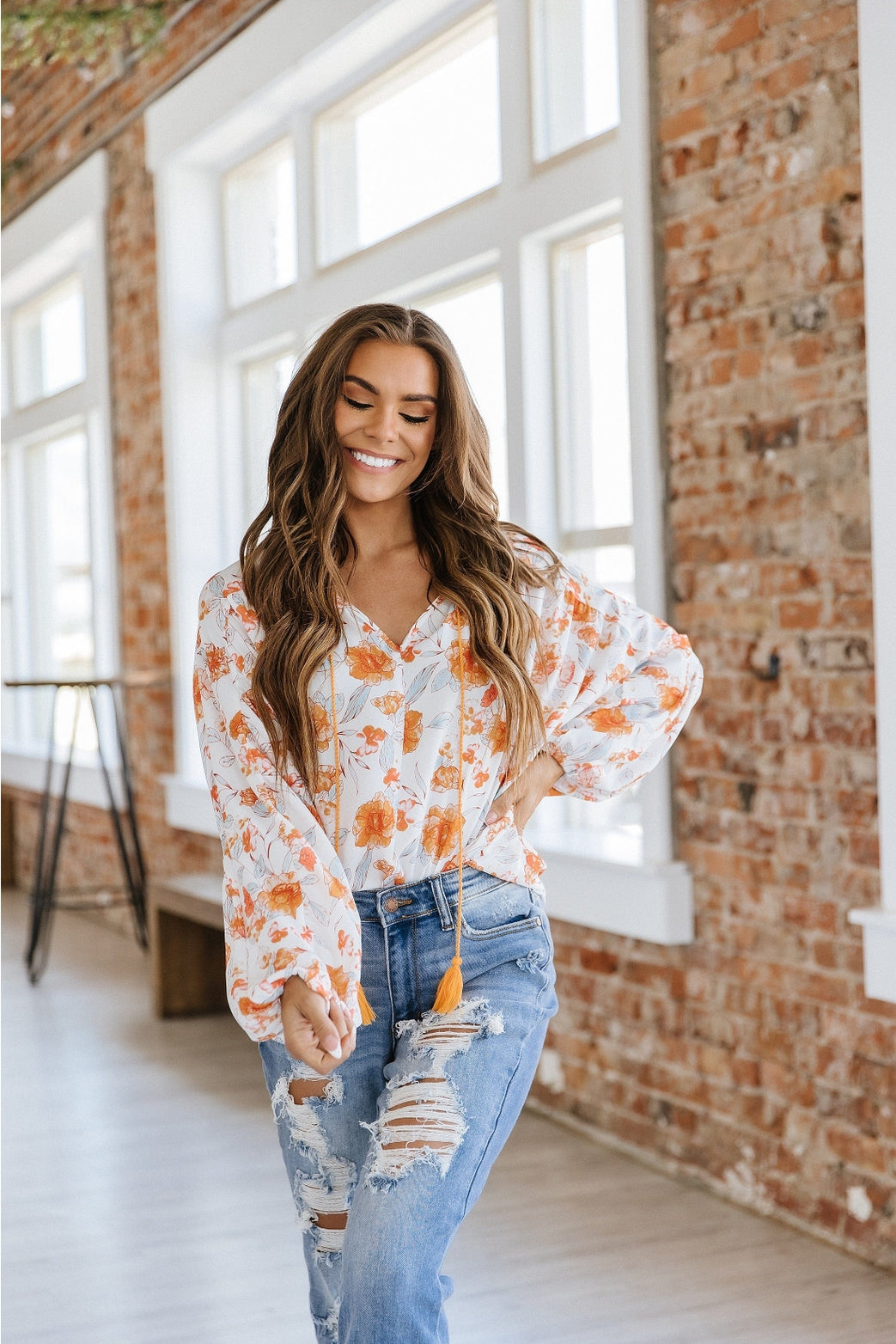 Fall Floral Boho Blouse