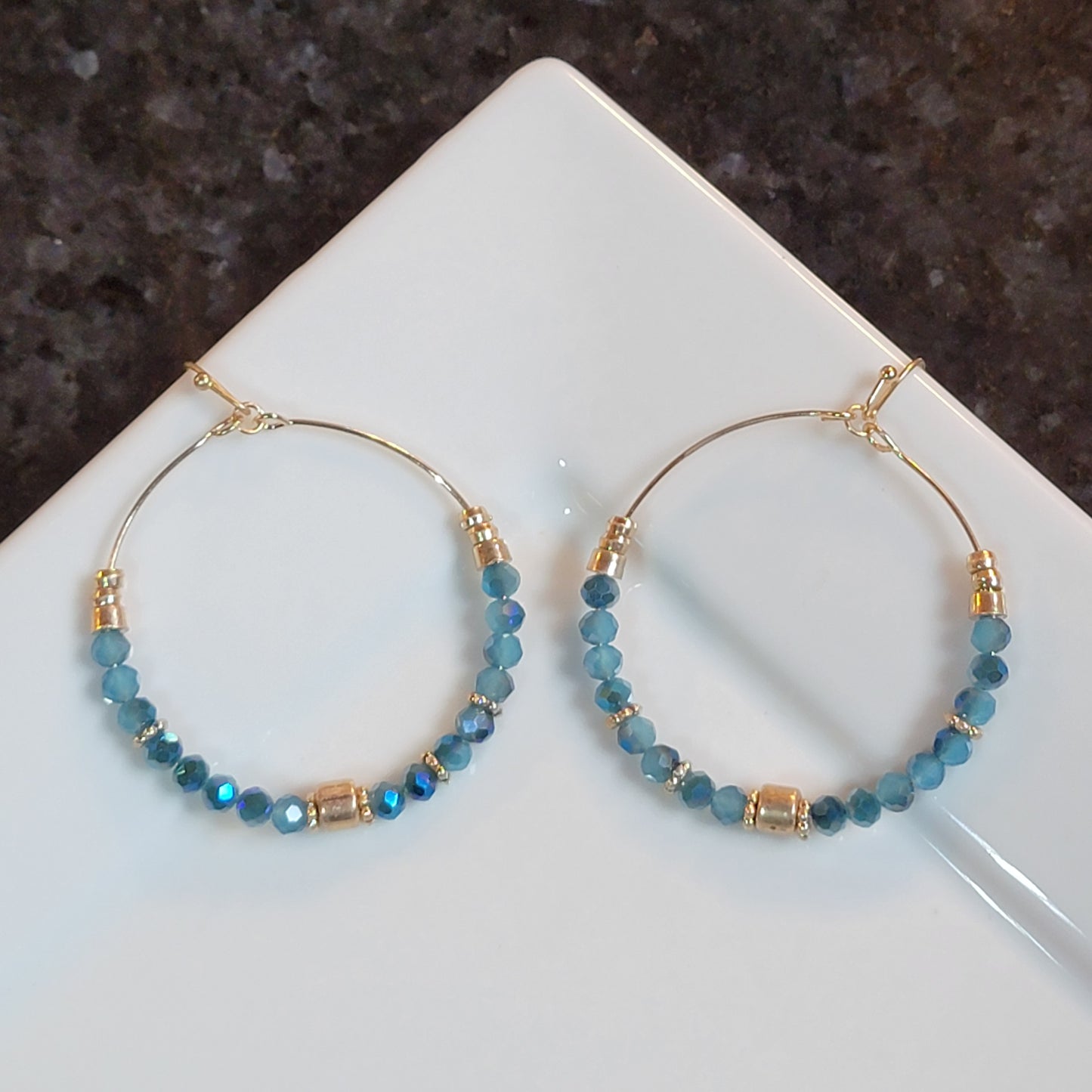 "On Cloud Nine" Turquoise Beaded Hoop Earrings