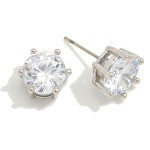 Round Cubic Zirconia Stud Earrings