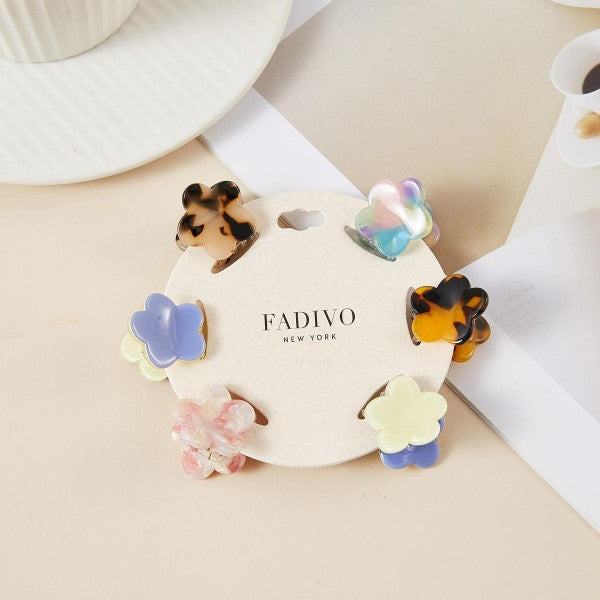 "Carefree" Set of 6 Mini Flower Hair Claw Clips
