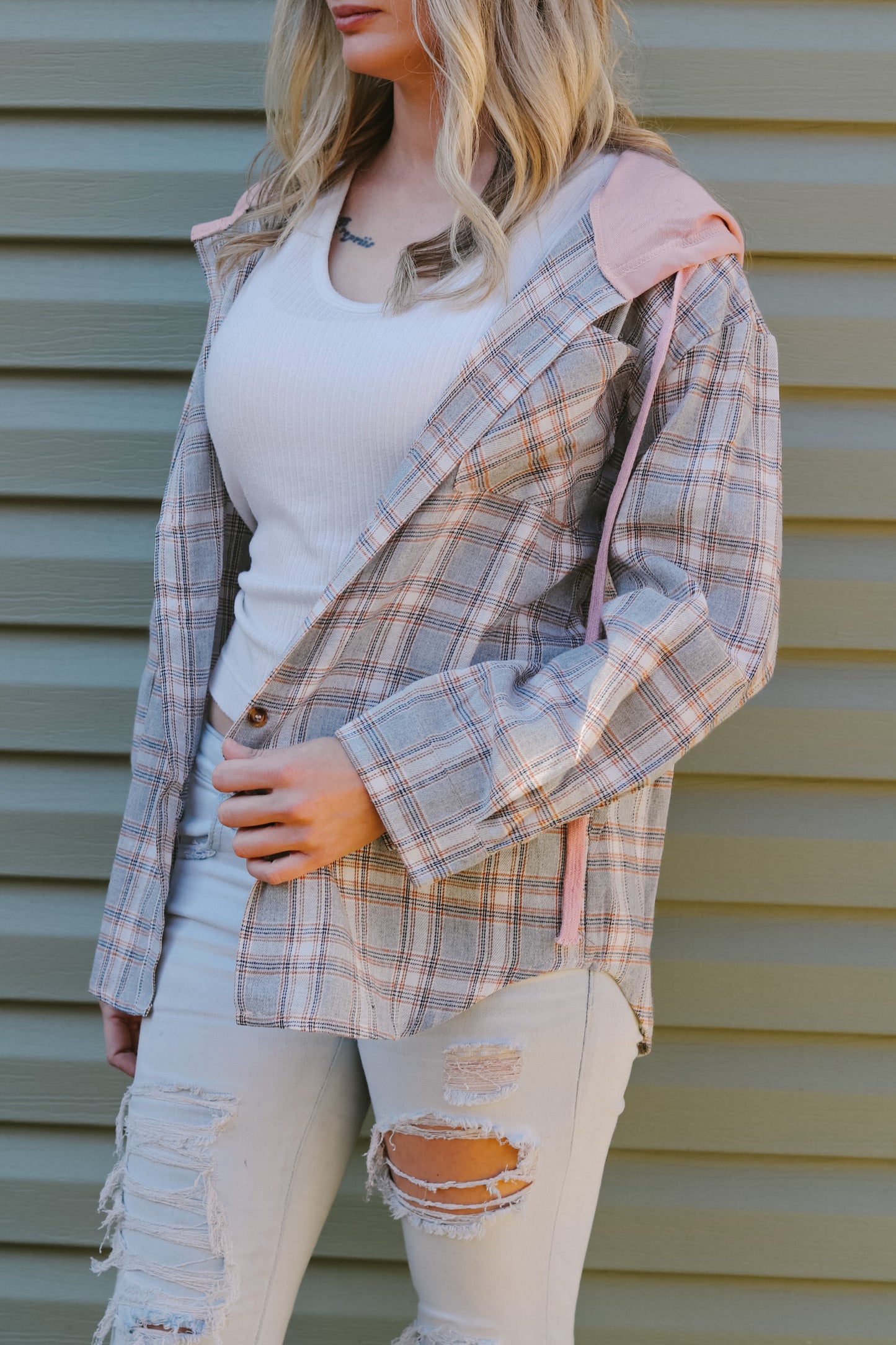 "Take me on a hayride" Flannel Hoodie