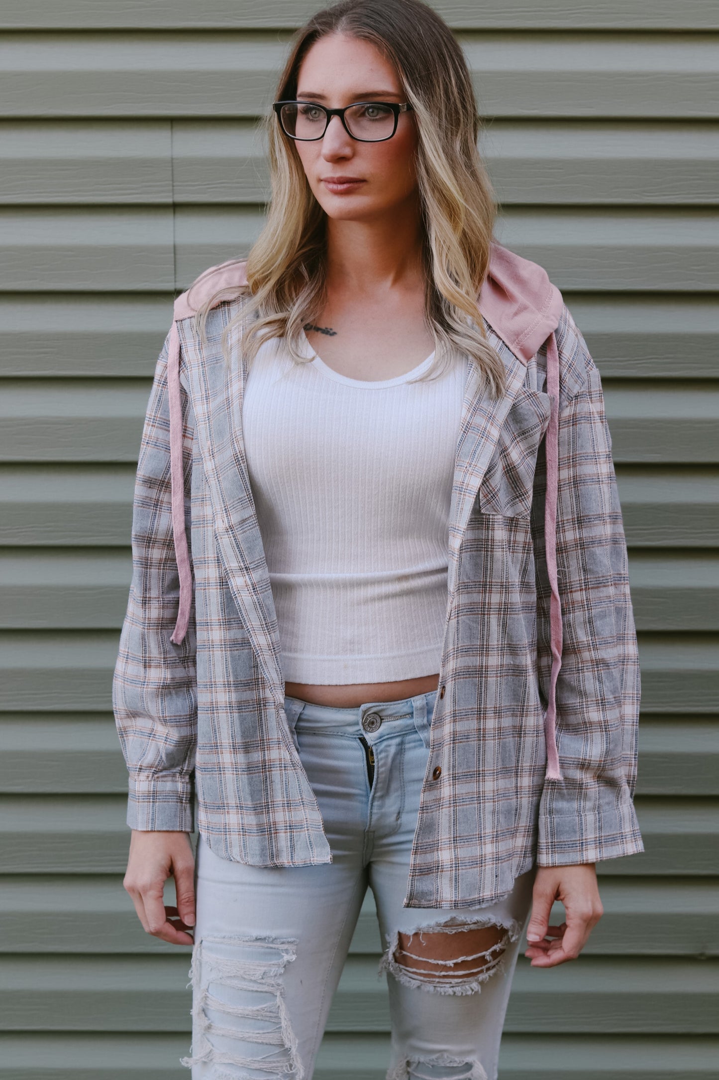 "Take me on a hayride" Flannel Hoodie