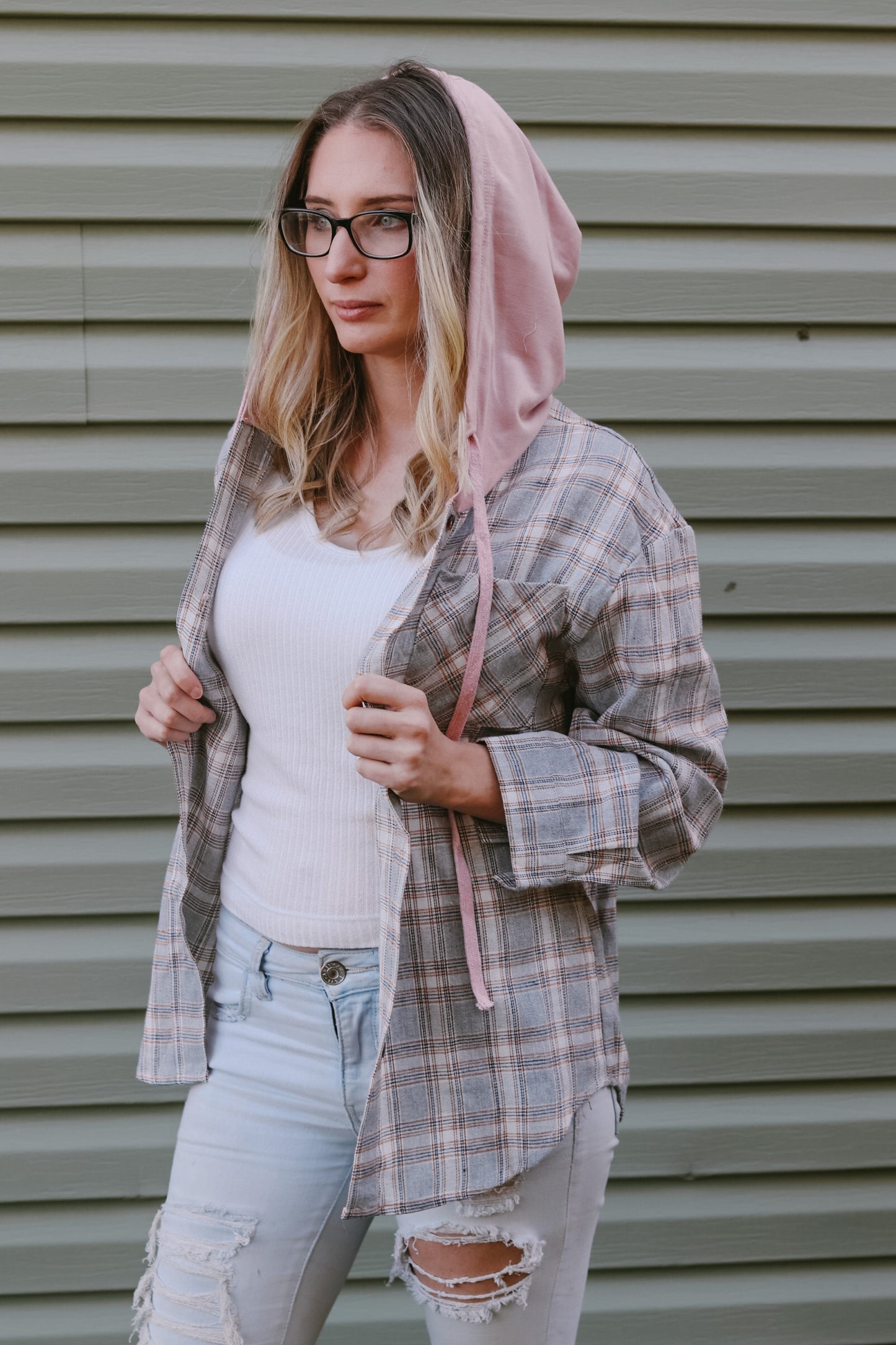 "Take me on a hayride" Flannel Hoodie