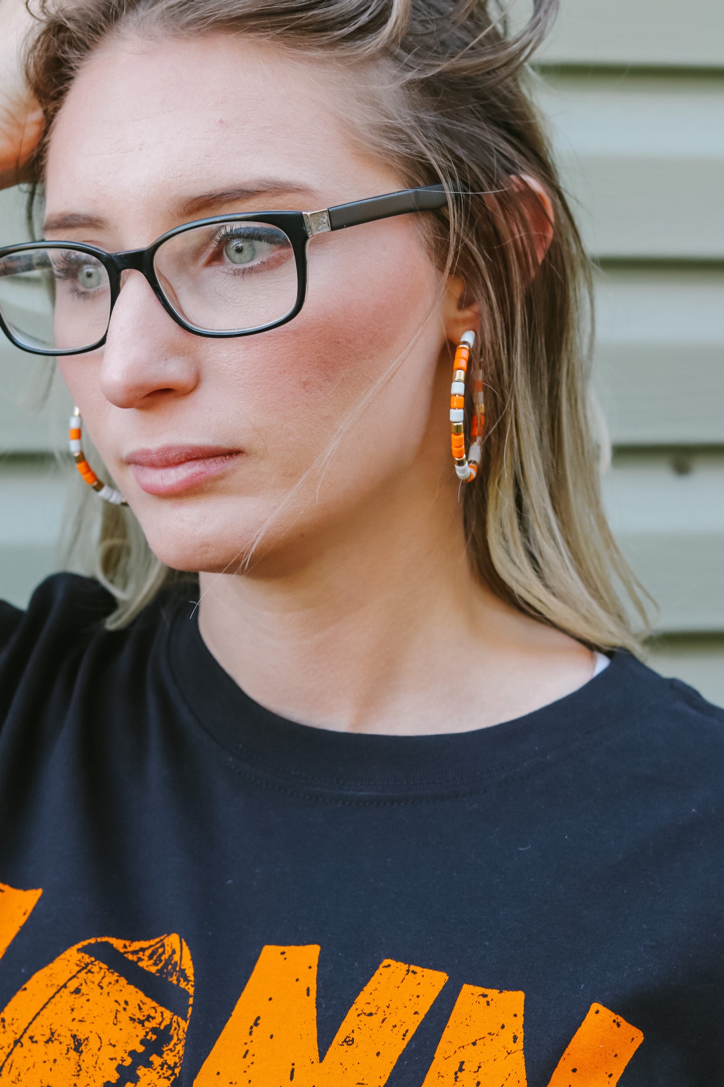 Beaded Game Day Hoop Earrings
