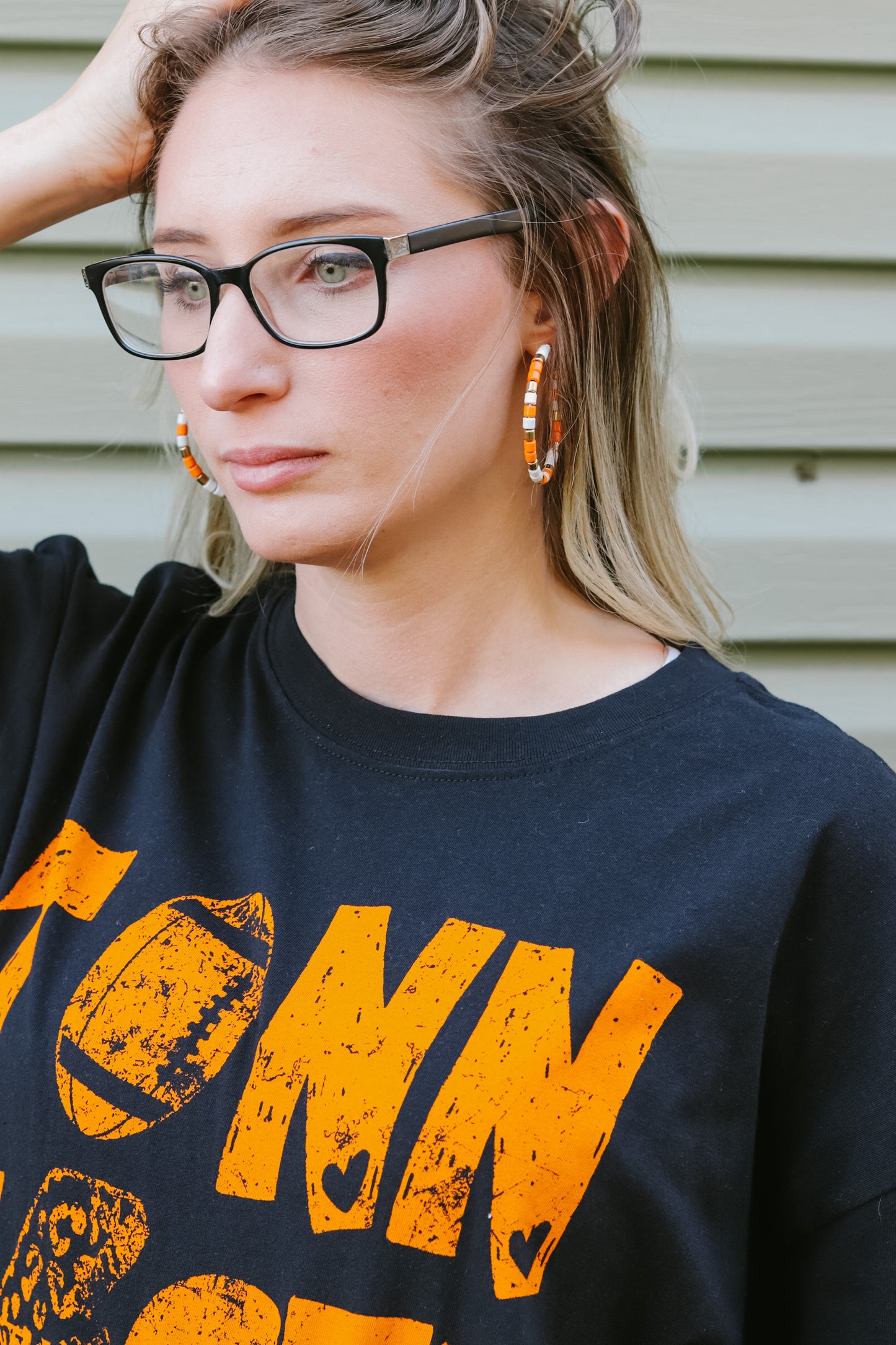 Beaded Game Day Hoop Earrings