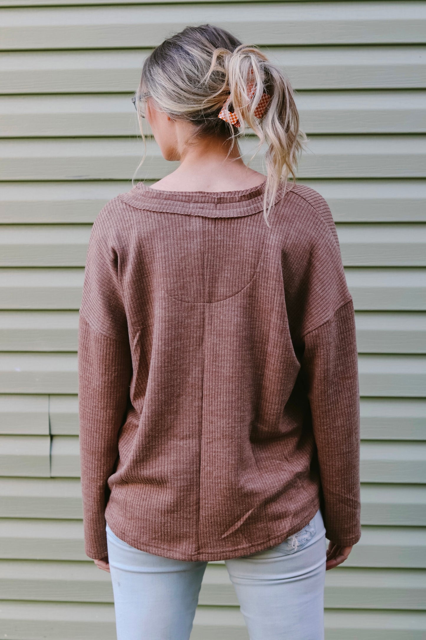 "Take Me Out or Let's Stay In" V-Neck Drop Shoulder Sweater