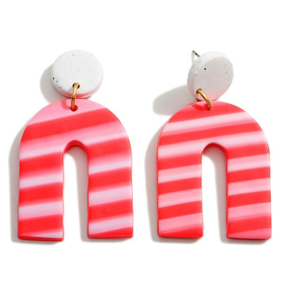 Striped Arch Polymer Clay Drop Earrings