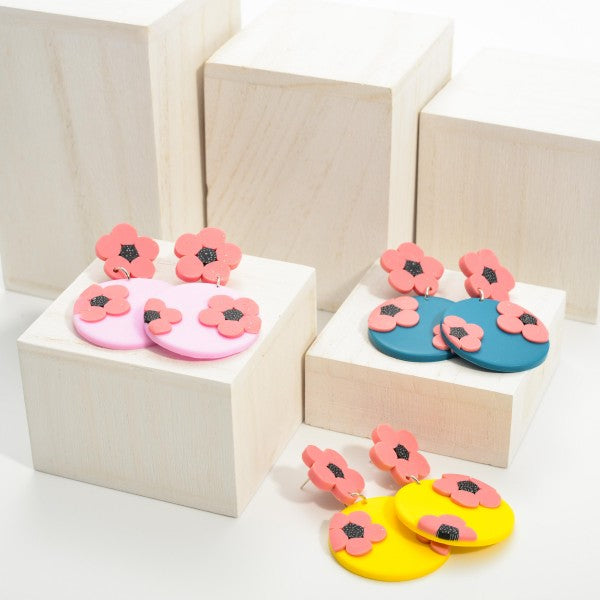 Floral Clay Polymer Drop Earrings