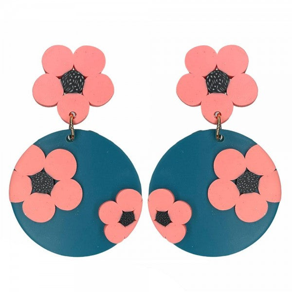 Floral Clay Polymer Drop Earrings