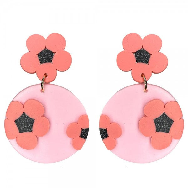 Floral Clay Polymer Drop Earrings