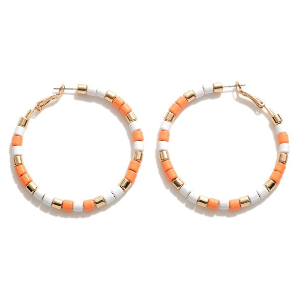 Beaded Game Day Hoop Earrings
