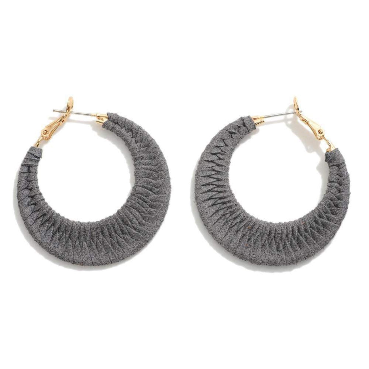 Leather Wrapped Hoop Earrings
