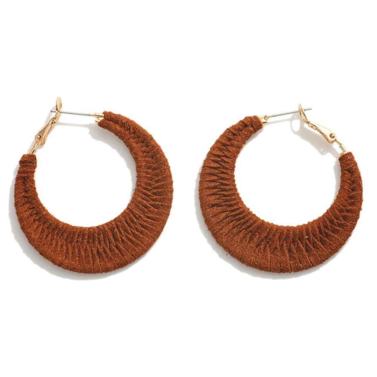 Leather Wrapped Hoop Earrings