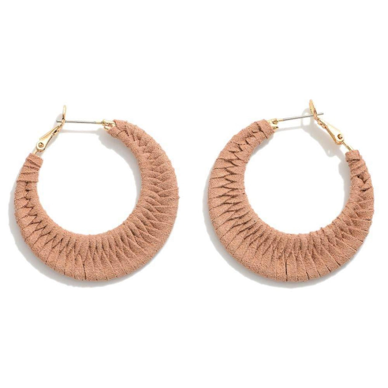 Leather Wrapped Hoop Earrings