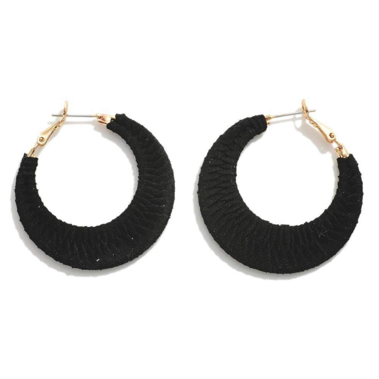 Leather Wrapped Hoop Earrings