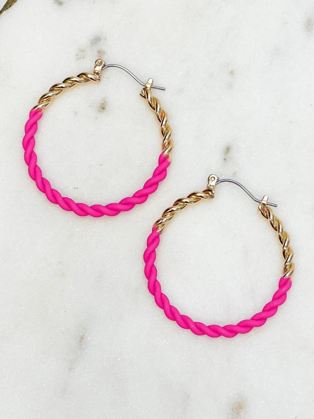 Gold Twist Hoop Earrings