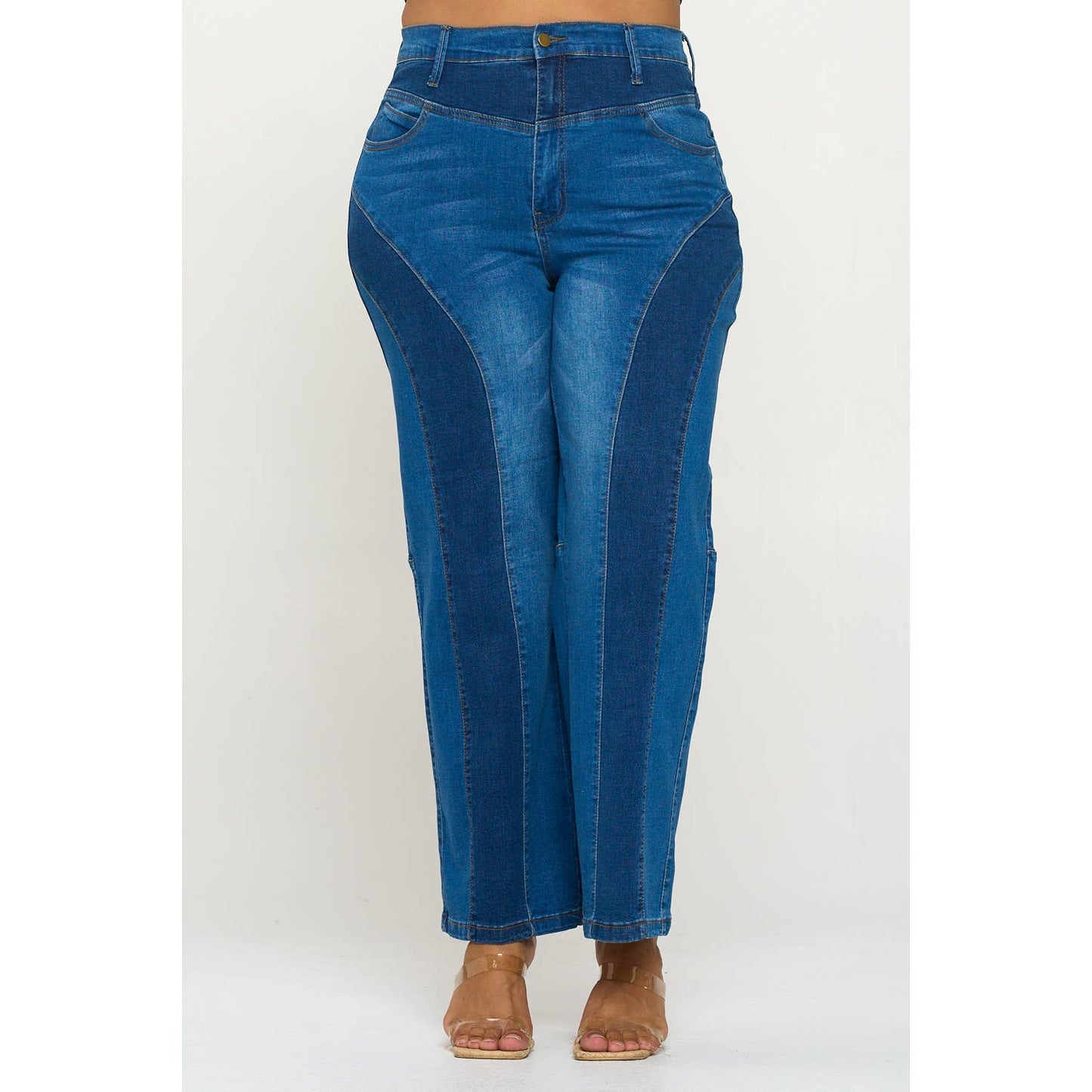 Plus Size High Waist Straight Jeans