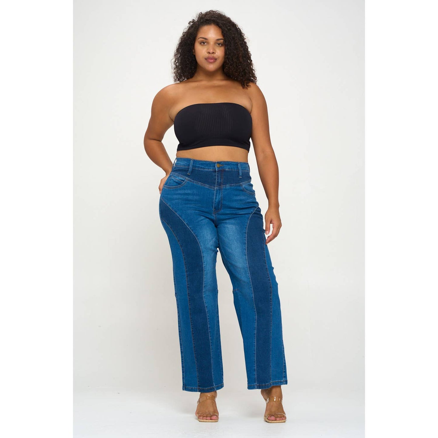 Plus Size High Waist Straight Jeans
