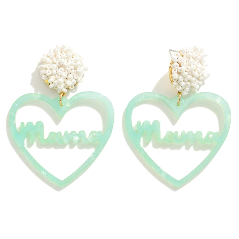 Mint Mama Heart Earrings