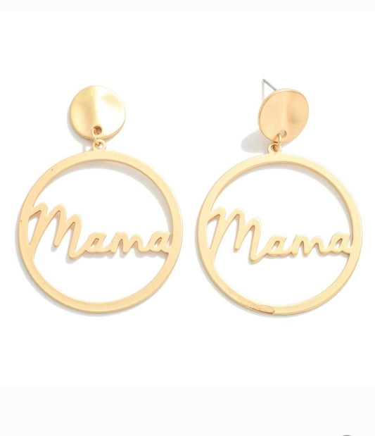 Gold Tone Mama Earrings