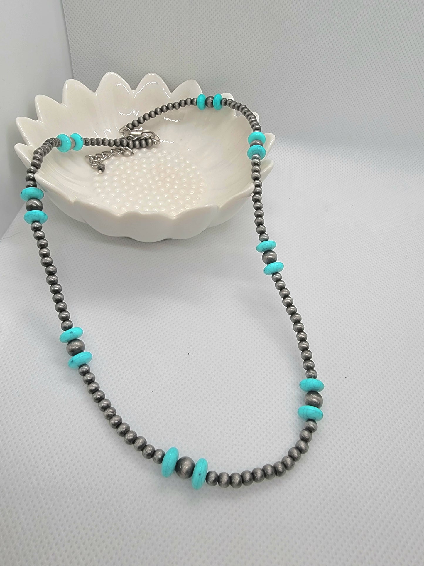 Faux Pearl and Turquoise Necklace