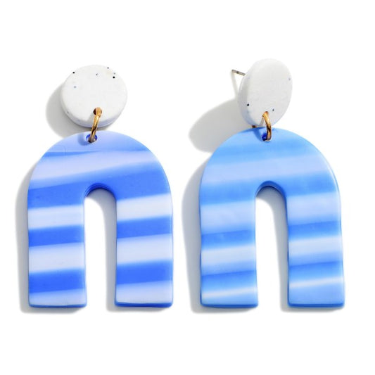 Striped Arch Polymer Clay Drop Earrings