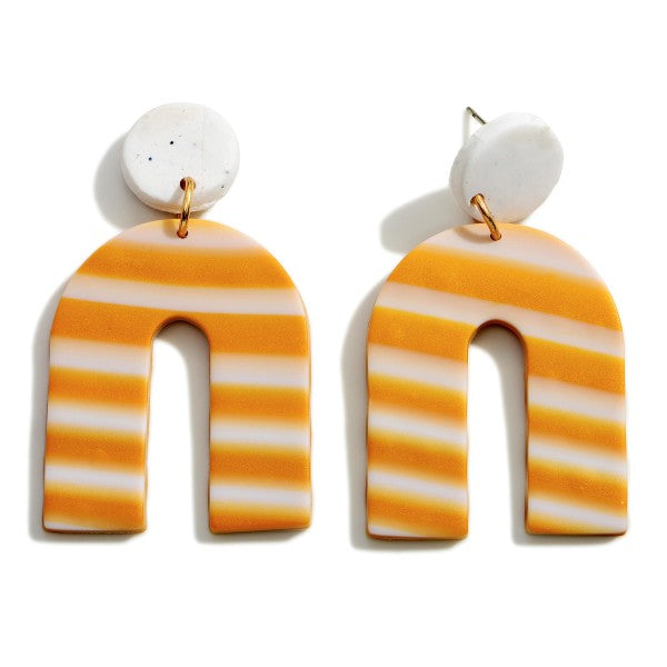 Striped Arch Polymer Clay Drop Earrings