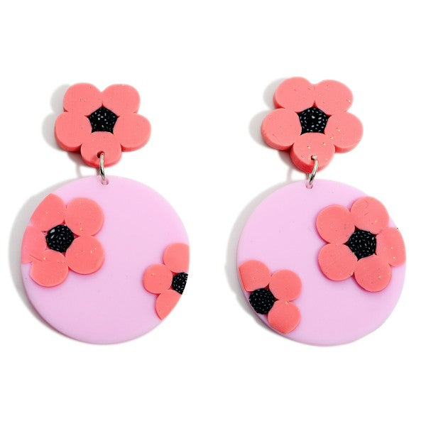 Floral Clay Polymer Drop Earrings
