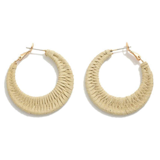 Leather Wrapped Hoop Earrings